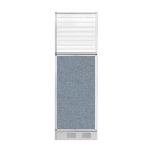 Hush Panel Cubicle Partition 2' x 6' Powder Blue Fabric Clear Fluted Window w/ Cable Channel
